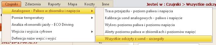 MENU - paliwo szczegóły