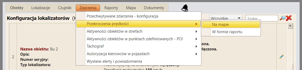 MENU - przekroczenia na mapie