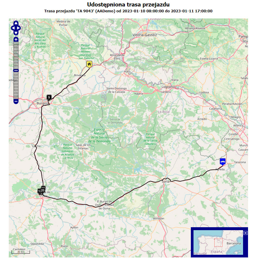 widok udostępnionej trasy pojazdu bez punktów pomiarowych