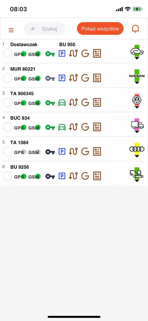 pTrax – Lista pojazdów